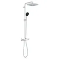 GROHE Duschsystem mit Thermostat "Vitalio Comfort 250", HxT: 113,2 x 40,4 cm ,eckig, chromfarben - silberfarben
