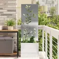Blumentopf Mit Dekorativem Paneel Silber 50 X 140 Cm Edelstahl Vidaxl