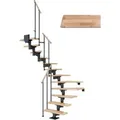 Dolle Mittelholmtreppe Cork Buche Anthrazit GH b. 337cm 1/2 Gewendelt 75 cm FSC