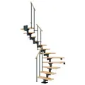 Dolle Mittelholmtreppe Cork Buche, lackiert 1/2 gewendelt 79 cm breit für GH 278 – 337 cm UK Metall Anthrazit mit Geländer