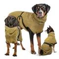 RUDELKÖNIG Hundebademantel grün S – Saugstarker Trockenmantel aus 100 % Baumwolle für Hunde