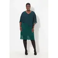 Ulla Popken Abendkleid Abendkleid Chiffon-Cape Jersey Spitzensaum 3/4-Arm blau|grün 58/60