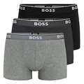 BOSS Herren Trunks Power Boxer Unterhosen Cotton Stretch 3er Pack, Farbe:Mehrfarbig, Wäschegröße:S, Artikel:-061 Black/Anthracite/Grey