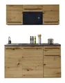 kompakter Küchenblock Küche Küchenzeile Singleküche 160cm Grau Artisan Eiche