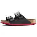 Birkenstock Sandale Arizona Superlauf, Birko-Flor, schwarz/rot, schmal, Größe 47