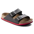Birkenstock Sandale Arizona Superlauf, Birko-Flor, schwarz/rot, schmal, Größe 47 230116-47 (Pantolette Schuh Halbschuh Latsche Zweischnaller Berufsschuh Schuhe Birki Arizona Slipper Pantoffel)