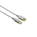Hama USB-A zu USB-B Kabel - 1,5m, Typ A/B, 2.0, 480Mbit/s, Vergoldet, Grau