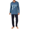 Normann Pyjama Normann Herren Schlafanzug langarm Pyjama - auch in Übergrössen blau 64/66