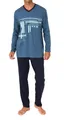 Normann Herren Schlafanzug Langarm Pyjama - Baumwolle - auch in Übergrössen, Farbe:blau, Größe:64/66