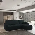 Masseno Ecksofa VOLIRA mit Schlaffunktion L-Form, Sofa mit Bettkasten, Wohnzimmersofa, Couch, Soffa, Bettsofa, Couchgarnitur- Schwarz, QUELLE 100 - Schwarz