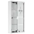 HOMCOM Medizinschrank Arzneischrank aus Edelstahl, Abschließbar Medikamentenschrank mit 4 Fächern, Glastür Apothekerschrank zur Medikamenten-Aufbewahrung, 30 x 12 x 60 cm