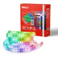 BRILONER - USB LED Strip 5m mit Fernbedienung, buntes RGB Licht, kürzbar, LED Streifen, Leiste, Zimmer deko, Gaming Deko, Band, Lichtleiste, Lichtband, 500x1x0,3 cm, Weiß
