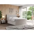 Boxspringbett, doppelbett mit Multipocket-Matratze und zwei Bettkästen - KING DOREN - 200x200cm - Beige - H3 - Beige