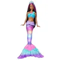 Barbie Dreamtopia Meerjungfrau, Meerjungfrau mit braunen Haaren, 4 Licht- und Soundeffekte, Barbiepuppe mit Meerjungfrauenschwanz, inkl. 1 Barbiepuppe, Geschenk für Kinder ab 3 Jahren,HDJ37