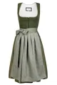 Edelnice Trachtenmode Midi Dirndl Anni aus Leinen Grün inkl. Dirndlschürze Gr. 32-54 (54)