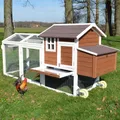 Zooprinz Hühnerstall Mobi mit Rollen extra Freilauf 248x115x76 cm (BxHxT), Klappdach, wetterfestes Kiefernholz, Nistkasten