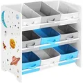 Songmics Kinderzimmerregal 9 Boxen 29,5 cm x 62,5 cm x 60 cm Weiß
