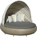 Dehner Sun-Lounger Florida, rund, ca. 220 x 160 x 159 cm, Aluminium/Polyrattan, braun/grau - Braun