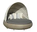Dehner Sun-Lounger Florida, rund, ca. 220 x 160 x 159 cm, Aluminium/Polyrattan, braun/grau