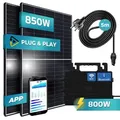 SUNNIVA® 850W Balkonkraftwerk komplett Steckdose - ASTRO-ENERGY 800W Micro Wechselrichter, PV Solaranlage, 2x425W Solarmodule, inkl. 5m Kabel, WIFI