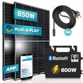 SUNNIVA® 850W Balkonkraftwerk 800W komplett Steckdose - Astro-Energy 800W Micro Wechselrichter - PV Solaranlage Komplettset - 2x 425W (850W) Solarmodule - inkl. 5m Kabel - Bluetooth WIFI
