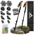 Wanderstöcke Teleskop Carbon oder Aluminium 65-135cm - Höhenverstellbare Walking Stöcke Damen & Herren - Nordic Walking Stöcke mit Korkgriff, Wolframspitze & Gummipuffer (Aluminum 65-135cm)