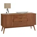 IDIMEX Sideboard Tivoli skandinavischen Design Kastanien dunkel braun lackiert - Kommode aus Massivholz, mit 2 Türen und 3 Schubladen, Buffetschrank Geschirrschrank