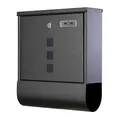Grafner Design Briefkasten schwarz mit Zeitungsfach, pulverbeschichtet, abschließbar – 2 Schlüssel inkl, 3 Sichtfenster, eckige Ausführung, Montagematerial, anthrazit, Postkasten Wandbriefkasten