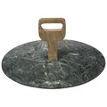 Serviertablett aus Marmor, Ø 30 cm, Holzgriff