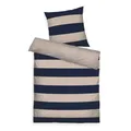 TOM TAILOR Renforcé-Bettwäsche, 80x80 cm + 155x220 cm, 100% Baumwolle/ Renforcé, mit Wendemotiv und farbigem Markenreißverschluss, BOLD STRIPES Blau, Beige (Dark Navy & Sunny Sand)