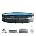 Intex Frame Pool Set Ultra Rondo XTR Ø 549 x 132 cm, Pool, Sandfilteranlage, Abdeckplane, Bodenschutzplane, Sicherheitsleiter, GS, 26330GN, 26330NP, Blau