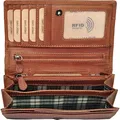 Benthill Geldbörse Damen Leder - Hochwertige weiche Vintage EchtLeder Damen Portemonnaie mit RFID Schutz - Grosse Damenbörse lang - Frauen Portmo... - Braun