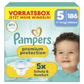 Pampers Premium Protection Größe 5, 186 Windeln, 11kg-16kg, unser Nr. 1 Haut- und Auslaufschutz