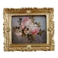 Puppenhaus Miniatur Set Mit Pink Rosen Gemälde Goldrahmen