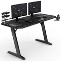 SENSE7 Schreibtisch Nomad Cybernetic, Gaming Tisch 140x60, PC Tisch mit Kopfhörerhaken, Getränkehalter, Controller Halter, Gaming Computertisch mit Kohlefaseroberfläche, Ergonomischer Gaming Desk