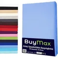 Buymax Spannbettlaken Wasserbett Spannbettlaken für Boxspringbetten Matratzen bis 35 cm Höhe, Jersey, Gummizug: Rundumgummi, (1 Stück), Spannbetttuch 97% Baumwolle, 3% Elasthan, atmungsaktiv, 40 cm Steghöhe blau 180-200 cm x 200-220 cm
