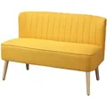 Homcom Sofa, Gelb, Holz, 56.5x77x117 cm, Wohnzimmer, Sofas & Couches, Sofas