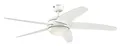 72070 Bendan LED 132 cm Deckenventilator mit fünf Flügeln, Ausführung seidenmattes Chrom mit Hammerschlag-Effekt, dimmbare LED-Leuchte mit Opalmilchglas, Fernbedienung enthalten
