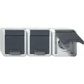 Gira - Steckdose Steckdose 3-fach waager. 478930 AP Grau