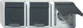 1St. Gira 478930 Dreifachsteckdose 16A 250V waagerecht mit Klappdeckel WG AP Gra