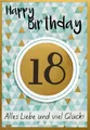 18. Geburtstag – Volljährigkeit - Glückwunschkarte im Format 11,5x17cm mit Umsch