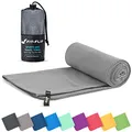 Fit-Flip Mikrofaser Handtuch - kompakte Microfaser Handtücher - ideal als Sporthandtuch, Reisehandtuch, Strandtuch - schnelltrocknend und leicht - Badetuch groß (60x120cm, Grau)
