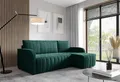 LIKMA Ecksofa Otto L-Form 224 cm Flaschengrün Moderne Sofas & Couches - Velvet Sofa mit Schlaffunktion - Schlafsofa mit Bettkasten - Wohnlandschaft mit Bettzeugbehälter, Stoff: Trinity 38