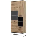 Livetastic Vitrine, Graphit, Eiche, Metall, 9 Fächer, 2 Schublade(n) Schubladen, 79x196x38 cm, Made in EU, erweiterbar, Typenauswahl, Beimöbel erhältlich, Wohnzimmer, Wohnwände, Vitrinenschränke