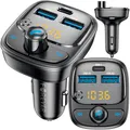 FOREVER Bluetooth 5.0 FM Transmitter, Auto Radio Adapter mit 3 Ladeanschluss (2X USB-A, 1 x USB-C), Freisprecheinrichtung, Radio Transmitter für Auto Bluetooth, KFZ Musik Player