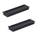 HOOZ 2X Kabeldurchführung Schreibtisch, 280mm Aluminium Kabeldurchlass mit Bürstendichtung, Kabeldurchführung Tisch für Tisch Büro Arbeitsplatten, Kabelkanal für Möbel und Schreibtisch (Rechteckig)