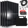 SUNNIVA® 1800W Balkonkraftwerk 800W komplett Steckdose - Astro Energy 800W Wechselrichter - PV Solaranlage Komplettset - 4x 450W (1800W) Solarmodule - inkl. 5m Kabel - Bluetooth, WIFI