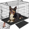tectake Hundekäfig-Gitterbox, klappbar, mit 2 Tragegriffen, 2 große Türen mit Doppelverriegelung, herausnehmbarer Boden, abgerundete Ecken