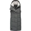 Ragwear Steppweste Pavla Vest stylische Winterweste mit Teddyfutter und Kapuze grau M (38)