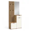 Simple Flurgarderoben Set in Artisan Eiche Optik, Weiß - Moderne Kompaktgarderobe mit Spiegel für Ihren Eingangsbereich - 88 x 195 x 35 cm (B/H/T)